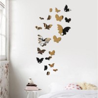 Наклейки интерьерные "Бабочки", зеркальные, декор на стену, набор 20 шт: 