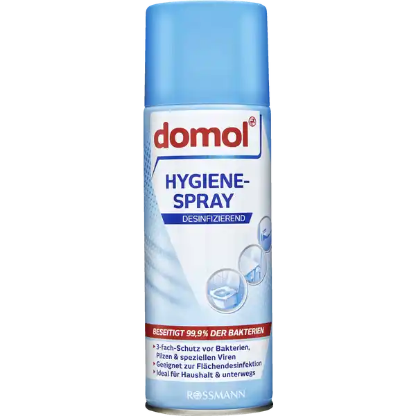 domol Hygiene-Spray: Цвет: https://www.rossmann.de/de/gesundheit-domol-hygiene-spray/p/4305615761213
Produktbeschreibung und details Freuen Sie sich auf ein hygienisches und reines Umfeld Das domol HygieneSpray desinfiziert schnell und zuverlssig abwaschbare Flchen und Gegenstnde im Haushalt  zur Prvention von Krankheiten und Infektionen Das anwendungsfertige Spray ist einfach in der Handhabung und wirkt bereits ab  Sekunden gegen Bakterien spezielle Pilze und spezielle Viren beseitigt  der Bakterien fachSchutz vor Bakterien Pilzen ampamp speziellen Viren geeignet zur Flchendesinfektion ideal fr Haushalt ampamp unterwegs Kontaktdaten Dirk Rossmann GmbH Isernhgener Str  Burgwedel wwwrossmannde   Anwendung und Gebrauch Dose vor Anwendung schtteln Dose leicht schrg halten und die vorgereinigte Flche oder Gegenstand aus  cm Entfernung bis zur vollstndigen Benetzung besprhen Anwendungszeit Bakterien und spielle Viren mind  Sekunden Spezielle Pilze mind  Sekunden Zur maximalen Wirkung  Minuten wirken lassen Vor Anwendung Oberflchen auf Materialvertrglichkeit an verdeckter Stelle testen WIRKUNG Das domol HygieneSpray wirkt bereits ab  Sekunden gegen Bakterien und spezielle Viren und ab  Sekunden gegen spezielle Pilze die Durchfallerkrankungen Influenza HN HN Herpes Rteln Mumps oder grippale Infekte verursachen knnen Inhaltsstoffe ampgtamplt aliphatische Kohlenwasserstoffe Enthlt Desinfektionsmittel pro  g Wirkstofflsung  g Ethanol und Duftstoffe LIMONENE Warnhinweise und wichtige Hinweise BiozidHinweis Biozidprodukte vorsichtig verwenden Vor Gebrauch stets Etikett und Produktinformationen lesen BiozidNr N Warnhinweise GEFAHR Extrem entzndbares Aerosol Behlter steht unter Druck kann bei Erwrmung bersten Verursacht schwere Augenreizung Ist rztlicher Rat erforderlich Verpackung oder Kennzeichnungsetikett bereithalten Darf nicht in die Hnde von Kindern gelangen Von Hitze heien Oberflchen Funken offenen Flammen und anderen Zndquellen fernhalten Nicht rauchen Nicht gegen offene Flamme oder andere Zndquelle sprhen Nicht durchstechen oder verbrennen auch nicht nach Gebrauch Nach Gebrauch Hnde grndlich waschen BEI KONTAKT MIT DEN AUGEN Einige Minuten lang behutsam mit Wasser splen Eventuell vorhandene Kontaktlinsen nach Mglichkeit entfernen Weiter splen Vor Sonnenbestrahlung schtzen Nicht Temperaturen ber C aussetzen InhaltBehlter gem lokalen und nationalen Vorschriften der Entsorgung zufhren Nicht fr die persnliche Hygiene verwenden Nicht anzuwenden auf sehr anflligen oder alkoholempfindlichen lackierten oder porsen Oberflchen Textilien Nicht fr AcrylglasLeder Nicht fr die groflchige Desinfektions geeignet Detergenzienblatt Detergenzienblatt Laden Sie das Dokument zum Produkt als PDF herunter