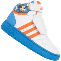 adidas x Disney Mickey Maus Mid Hoops 3.0 Baby / Kids Sneakers GY6633: Цвет: Brand: adidas Collaboration with Disney Upper: synthetic Inner material: textile Sole: rubber Clasp: hook-and-loop fastener Brand logo on the sole and hook-and-loop fastener classic adidas stripes discreetly on the sides Mickey Mouse graphic on heel High-Top-Sneakers reach past the ankles with breathable mesh inner lining padded entry and tongue grippy outsole removable insole pleasant wearing comfort NEW, in box &amp; original packaging
https://www.sportspar.com/adidas-x-disney-mickey-maus-mid-hoops-3.0-baby/kids-sneakers-gy6633