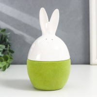 Сувенир керамика "Кролик-яйцо" зелёный флок 15,8х8,5х8,5 см: 