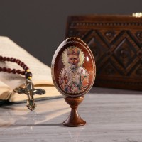 Сувенир Яйцо на подставке икона "Николай Чудотворец": 