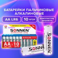 Батарейки КОМПЛЕКТ 10 шт., SONNEN Alkaline, АА (LR6, 15А), алкалиновые, пальчиковые, короб, 451086: Цвет: Алкалиновые батарейки SONNEN идеально подходят для приборов со средним и высоким потреблением энергии. Рекомендуется использовать в фотоаппаратах, mp3-плеерах, компьютерных мышах и пультах ДУ.
: SONNEN
: Китай
6