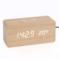 Часы - будильник электронные "Цифра-ТЗ" настольные с термометром и беспроводной QI зарядкой: 