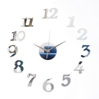 Часы-наклейка "Ясмина", d-45 см, сек. стрелка 13 см, цифра 7.5 х 5 см, серебро: 