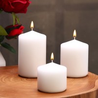 Набор свечей - цилиндров 3в1 (6х11 см, 6х8 см, 6х6,5 см), белый: 