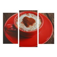 Картина модульная на подрамнике "Кофе в красной кружке" 2шт-25,5*50,5,30,5*60см , 60х100 см: 