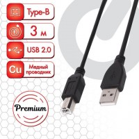 Кабель USB 2.0 AM-BM, 3 м, SONNEN Premium, медь, для подключения принтеров, сканеров, МФУ, плоттеров, экранированный, черный, 513129: Цвет: Кабель USB 2.0 AM-BM SONNEN Premium предназначен для подключения к персональному компьютеру различных периферийных USB-устройств, в том числе принтеров и МФУ, большинство из которых не имеют этого кабеля в комплекте.
: SONNEN
: Китай
3