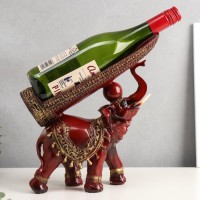 Сувенир подставка под бутылку полистоун "Слон с попоной с кисточками" 29х28х10,5 см: 