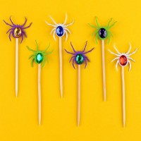Шпажки «Цветные пауки», в наборе 6 штук, МИКС: 