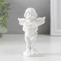 Сувенир полистоун "Белоснежный ангел с цветком в горшке" 9,7х6х6,5 см: 