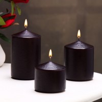 Набор свечей - цилиндров 3в1 (6х11 см, 6х8 см, 6х6,5 см), чёрный: 