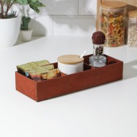 Органайзер деревянный для чая и кухонных принадлежностей Доляна, 33?12?6 см, цвет мокко: 