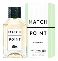 lacoste match point cologne 50ml edt: Цвет: Lacoste Match Point Cologne — освежающий и динамичный фужерно-цитрусовый мужской парфюм, выпущенный в 2022 году брендом Lacoste. Аромат приглашает прожить каждый момент своей жизни как матч-пойнт. Следуйте своим инстинктам и позвольте себе увлечься волнующей свежестью аромата. 

В верхнем аккорде острые освежающие ноты ревеня смешиваются со взрывом цитрусовых нот мандарина и апельсиновой горечью апельсиновой цедры. В сердце парфюма душистая лаванда и травянистая пряность мускатного шалфея в сочетании с притягательной горечью горечавки создают глубокую свежесть. Тогда как яркие древесные ноты ветивера и кашмерана, настоянные на солоновато-смолистых оттенках амброксана, придают композиции силу и энергию.

Аромат Lacoste Match Point Cologne представлен в элегантном флаконе, детали которого отдают дань уважения символическим кодам тенниса. Его вогнутое основание символизирует эффект от матч-пойнта, а зеленая крышка напоминает ручку ракетки легендарного Рене Лакоста, основателя бренда. Подпись Match Point, разделенная пополам черной линией, является данью уважения теннисному корту.

