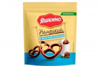 «Яшкино», крендельки «Немецкий бретцель» в молочном шоколаде, 90 г: Цвет: Хрустящее печенье с кристалликами морской соли, в великолепном молочном шоколаде. – С натуральными ингредиентами. – Выпечено в печи. – Шоколад из отборных какао-бобов.

