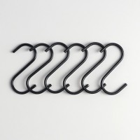 Набор крючков для рейлинга Доляна, d=2,2 см, 7 см, 6 шт, цвет чёрный: 