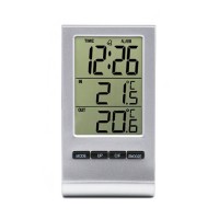 Часы - будильник электронные настольные с метеостанцией, 5.7 х 10.6 см, 2 AG10: 