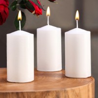 Набор свечей цилиндров, 5х10 см, 3 шт, белая: 