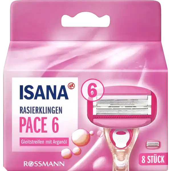 ISANA Pace 6 Rasierklingen: Цвет: https://www.rossmann.de/de/pflege-und-duft-isana-pace-6-rasierklingen/p/4305615830674
Produktbeschreibung und details Perfekt durch den Tag mit seidenglatter Haut ISANA RASIERER fr eine komfortable Rasur und grndliche Haarentfernung Die ISANA PACE  LADY RASIERKLINGEN verfgen ber einen Schwingkopf mit  Klingen und passen sich besonders Flexibel dem Krper an Dank der besonderen Klingenstruktur werden Krperhaare przise entfernt auch an empfindlichen Krperstellen Die Kombination aus sechs federnden Klingen und dem ergonomischen Griff untersttzt ein besonders gleichmiges Gleiten ber die Haut  fr eine komfortable Rasur und seidenglatte Haut Kontaktdaten Dirk Rossmann GmbH Isernhgener Strae   Burgwedel wwwrossmannde      UrsprungslandHerkunftsort Gleitstreifen hergestellt in Sdkorea Testurteile Qualittssiegel ampamp Verbandszeichen Anwendung und Gebrauch Fr eine besonders grndliche Rasur Haut anfeuchten RASIERGEL oder RASIERSCHAUM auftragen und gleichmig auf der Haut verteilen Inhaltsstoffe Gleitkissen rosa PEGM StyreneButadiene Copolymer PEGM PEGButandiolSMDI Copolymer Aloe Barbadensis Leaf Powder Argania Spinosa Kernel Oil Tocopheryl Acetate Persea Gratissima Oil Olus Oil Tocopherol Ethylene Distearamide Octadecyl DiTButyHydroxyhydrocinnamate Glycol Montanate CI  CI  CI  Dnner Gleitstreifen violett StyreneButadiene Copolymer PEGM PEGM PEGButanediolSMDI Copolymer Aloe Barbadensis Leaf Powder Argania Spionosa Kernel Oil Tocopheryl Acetate Ethylene Distearamide Octadecyl DiTButylHydroxyhydrocinnamate Glycol Montanate Paraffinum Liquidum CI  CI  CI  Warnhinweise und wichtige Hinweise Warnhinweise Die Klingen ausschlielich unter flieendem Wasser reinigen  nicht abwischen Mit allen ISANA RASIERERN der Produktgruppe quotPACEquot kompatibel