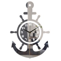 Часы-наклейка, серия: DIY, "Якорь", 45 х 31 см, 1 АА, серебро: 