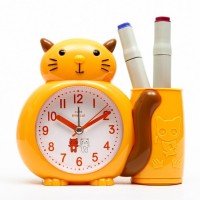 Часы - органайзер с будильником "Кот", дискретный ход, d-8 см, 15.8 х 13.5 см, АА: 