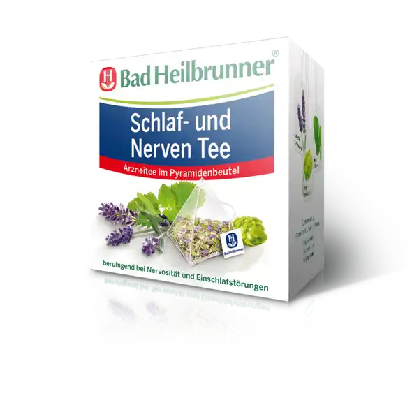 Bad Heilbrunner Schlaf- und Nerven Tee im Pyramidenbeutel: Цвет: Produktbeschreibung und details Behutsam sachte und weich  so klingt der Zapfenstreich fr berreizte Nervenbndel wenn Melissenbltter Lavendelblten und Hopfenzapfen zart zusammenspielen In unserem Bad Heilbrunner Schlaf und Nerven Tee finden Sie die besnftigende Wirkung milder Naturheilmittel um nervse Gemter zu beruhigen und sanft ins Reich der Trume zu gleiten Erfrischend zitronig bis lieblichherb die therischen le von Melisse Lavendel und Hopfen verstrmen ein harmonisierendes Aroma das sich traditionell bei Unruhe und Einschlafbeschwerden entfaltet Fenchel Rosmarin und Sholz verfeinern unseren Schlummertrunk wrzigs Melisse Lavendel Hopfen    Tassen tglich Zubereitung    Minuten Ohne Zusatz von Aromen Fr Kinder ab  Jahren Kontaktdaten wwwbadheilbrunnerde Zutaten  Pyramidenbeutel   g enthlt als Wirkstoffe  g Melissenbltter  g Lavendelblten  g Hopfenzapfen Anwendung und Gebrauch Der Arzneitee soll nach Ablauf des Verfalldatums siehe Boden nicht mehr angewendet werden Der Pyramidenbeutel ist biologisch abbaubar Gebrauch Aufbewahrung und Verwendung Zubereitung  Pyramidenbeutel mit  ml kochendem Wasser bergieen  Minuten ziehen lassen und nach Geschmack sen Soweit nicht anders verordnet  Mal tglich und vor dem Schlafengehen eine Tasse frisch zubereiteten Tee trinken Warnhinweise und wichtige Hinweise Warnhinweise Bei lnger andauernden Beschwerden ber eine Woche bitte einen Arzt aufzusuchen Zu Risiken und Nebenwirkungen lesen Sie die Packungsbeilage und fragen Sie Ihren Arzt oder Apotheker
https://www.rossmann.de/de/gesundheit-bad-heilbrunner-schlaf--und-nerven-tee-im-pyramidenbeutel/p/4008137009015