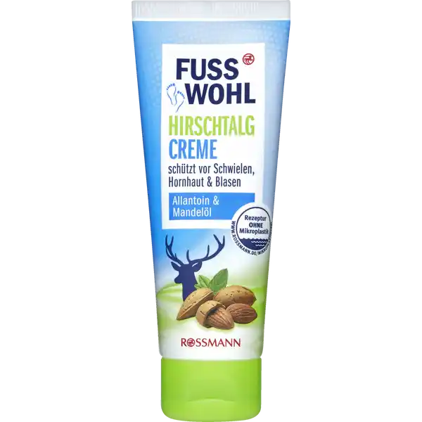 FUSSWOHL Hirschtalg Creme: Цвет: Produktbeschreibung und details Die FUSSWOHL HIRSCHTALG CREME spendet durch Mandell weien Teeextrakt und Allantoin intensive Pflege und FeuchtigkeitHirschtalg ist zudem seit Generationen als wirksames Hausmittel bekannt rissige strapazierte und empfindliche Haut wird wieder zart und geschmeidig schtzt vor Schwielen Hornhaut und Blasen auch fr die Hnde geeignet diese Rezeptur ist zu  ohne Mikroplastik Kontaktdaten Dirk Rossmann GmbH Isernhgener Strae   Burgwedel wwwrossmannde UrsprungslandHerkunftsort Hergestellt in Deutschland Testurteile Qualittssiegel ampamp Verbandszeichen Anwendung und Gebrauch Am besten nach einem warmen Fubad gut einmassieren Bei Bedarf tglich anwenden Inhaltsstoffe Aqua Cetearyl Alcohol Cetyl Alcohol CaprylicCapric Triglyceride Ethylhexyl Stearate Polyglyceryl Stearate Glycerin Deer Fat Betaine Prunus Amygdalus Dulcis Oil Allantoin Sodium Stearoyl Lactylate Caprylyl Glycol Xanthan Gum Camellia Sinensis Leaf Extract Lactic Acid Maltodextrin Parfum Warnhinweise und wichtige Hinweise Warnhinweise Nicht fr Suglinge und Kleinkinder verwenden Nicht in die Augen und auf Schleimhute bringen
https://www.rossmann.de/de/pflege-und-duft-fusswohl-hirschtalg-creme/p/4305615639659