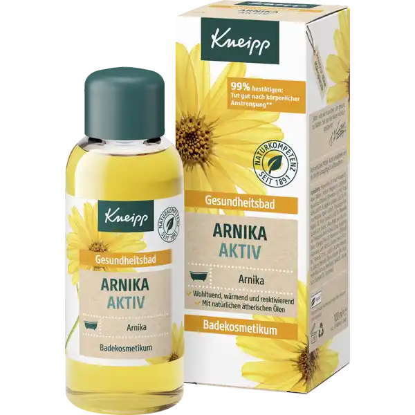 Kneipp Bad Arnika Aktiv: Цвет: https://www.rossmann.de/de/gesundheit-kneipp-bad-arnika-aktiv/p/4008233038438
Produktbeschreibung und details Das wohltuende wrmende und reaktivierende Kneipp Gesundheitsbad Gelenke ampamp Muskel Wohl enthlt einen wertvollen Extrakt der Arnika und natrliche therische le aus Cabreuva Rosmarin und PinusArten Der nach einem speziellen Extraktionsverfahren gewonnene Auszug der Arnika ist in der Kruterkunde als revitalisierendes Mittel bekannt therische le aus Cabreuva Rosmarin und PinusArten wirken aktivierend Im Zusammenspiel mit der Wirkung warmen Wassers entfalten der Extrakt und die therischen le in ihrer Kombination ihre wohltuende Wirkung auf Gelenke und Muskeln wohltuend wrmend und reaktivierend fr Gelenke und Muskulatur mit natrlichen therischen len hoch konzentriert Badekosmetikum Kontaktdaten Kneipp GmbH D  Wrzburg wwwkneippde UrsprungslandHerkunftsort Deutschland Anwendung und Gebrauch Fr ein Vollbad Schraubverschluss mal bis zur Markierung fllen Das Badel dem einlaufenden Badewasser C zugeben und das Bad  Minuten genieen Schraubverschluss nach Anwendung aussplen Inhaltsstoffe Polysorbate  Pinus Pinaster Oil Aqua Water Parfum Fragrance Limonene Rosmarinus Officinalis Rosemary Leaf Oil Abies Sibirica Oil Eucalyptus Globulus Leaf Oil Arnica Montana Flower Extract Myrocarpus Fastigiatus Wood Oil Pinus Sylvestris Leaf Oil Boswellia Carterii Gum Extract Pinus Mugo Leaf Oil Citrus Aurantium Dulcis Orange Peel Oil Rosmarinus Officinalis Rosemary Leaf Extract Linalool Benzyl Alcohol Farnesol Citral Lecithin Ascorbyl Palmitate Glyceryl Stearate Glyceryl Oleate Citric Acid Helianthus Annuus Sunflower Seed Oil Glycine Soja Soybean Oil Tocopherol Warnhinweise und wichtige Hinweise Warnhinweise Um Verfrbungen zu vermeiden Badel dem einlaufenden Badewasser zugeben und unverdnntes Produkt bei direktem Kontakt mit Gegenstnden z B Wanne Fliesen Duschabtrennung oder Haut gleich mit Wasser absplen Nicht einnehmen und fr Kinder unzugnglich aufbewahren Nach dem Baden die Wanne mit heiem Wasser nachsplen und Produktrckstnde sofort entfernen