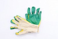 Перчатки вязаные с двойным латексным покрытием зелено-желтым/200/10: 