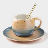 Чайная пара керамическая «Магия», 3 предмета: кружка 260 мл, блюдце d=15,8 см, ложка h=14 см, цвет оранжево-синий: Цвет: Чайная пара «Магия» изготовлена из прочной керамики. Такая посуда устойчива к появлению царапин и резким перепадам температур. Благодаря оригинальному дизайну и перламутровому эффекту изделие прекрасно подойдёт в качестве подарка.Можно использовать в СВЧ.
: Китай
