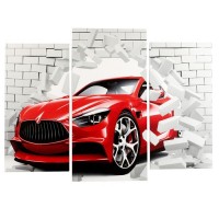 Модульная картина "Красный автомобиль" (2-25х50, 30х60 см) 60х80 см: 