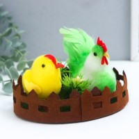 Сувенир пасхальный "Курочка и цыплёнок на лужайке" 15х10х9 см: 