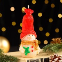 Свеча декоративная "Сказочный снеговик", 6,2х5х13,2 см, красный: 
