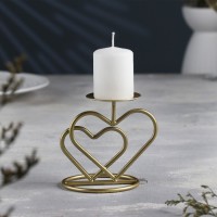 Подсвечник "Валентин 3" металл на одну свечу, 10х10,7 см, золотой: 