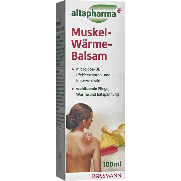 altapharma MuskelWrmeBalsam: Цвет: Produktbeschreibung und details Der pflegende WrmeBalsam verleiht ein wohliges Wrmegefhl Entspannungund beugt trockener Haut vor Der MuskelWrmeBalsam enthlt eine wirksame Kombination aus wrmenden Aktivstoffen Jojobal und Sonnenblumenl pflegen die Haut zart ausgesuchte therische le geben dem Balsam eine frische Duftnote und beleben die Sinne Der MuskelWrmeBalsam verleiht ein wohliges Wrmegefhl und Entspannung Er kann zur entspannenden und wrmenden Massage angewendet werden Durch eine intensive Massage wird die Muskulatur gelockert und reaktiviert Der MuskelWrmeBalsam zieht gut ein hinterlsst keinen unangenehmen Fettfilm auf der Haut und ist fr jeden Hauttyp geeignet mit Jojobal Pfefferschoten und Ingwerextrakt wohltuende Pflege Wrme und Entspannung Kontaktdaten Dirk Rossmann GmbH Isernhgener Strae   Burgwedel Anwendung und Gebrauch Vor der Anwendung die Hinweise beachten Kleine Menge des Balsams auf die gewnschten Hautpartien sanft einmassieren Anschlieend die Hnde gut waschen Gebrauch Aufbewahrung und Verwendung Aufbewahrungs und Verwendungsbedingungen Nur uerlich anwenden Nicht in die Augen oder auf Schleimhute bringen Nicht auf gereizter oder verletzter Haut anwenden Nach der Verwendung die Hnde waschen Auerhalb der Reichweite von Kindern aufbewahren Nicht zur Pflege von Kindern verwenden Der wrmende Effekt kann eine vorbergehende leichte Hautrtung und angenehmes Kribbeln bewirken Inhaltsstoffe Aqua Isopropyl Palmitate Dicaprylyl Ether Decyl Oleate Glycerin Helianthus Annuus Sunflower Seed Oil Rosmarinus Officinalis Leaf Oil Simmondsia Chinensis Jojoba Seed Oil Glycine Soja Soybean Oil Vanillyl Butyl Ether Camphor Zingiber Officinale Ginger Root Extract Capsicum Frutescens Fruit Extract Pinus Mugo Leaf Oil Hydrogenated Palm Glycerides Citrate Tocopherol Sodium Polyacrylate CaprylicCapric Triglyceride Citric Acid Phenoxyethanol Ethylhexylglycerin Limonene Linalool Geraniol Bestandteile des Rosmarinls Latschenkiefernls und Ingwerextraktes
https://www.rossmann.de/de/gesundheit-altapharma-muskel-waerme-balsam/p/4305615619491