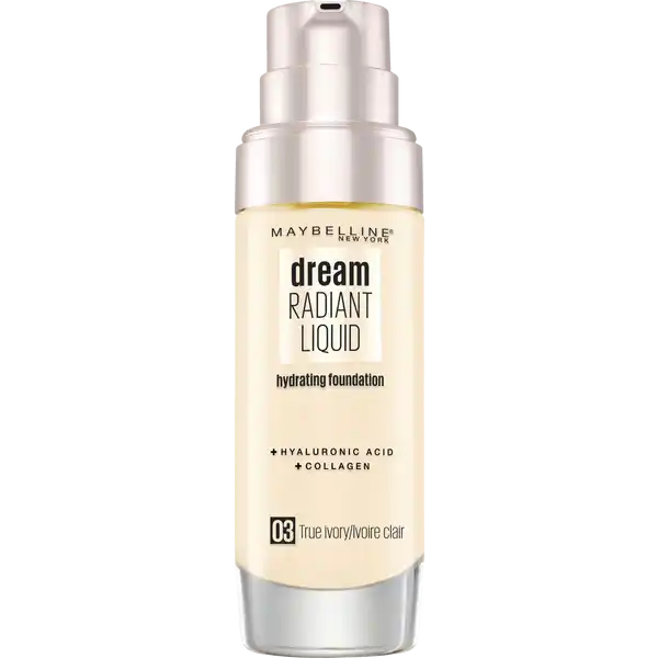 Maybelline New York Dream Radiant Liquid Make-Up Nr. 03 True Ivory: Цвет: Produktbeschreibung und details Du willst natrliche Deckkraft und Deine Haut gleichzeitg pflegen MakeUp trifft Pflege mit der H Feuchtigkeitspower des Dream Radiant Liquid MakeUp von Maybelline New York Das hautverbessernde Serum enthlt Hyaluronsure und schtzt die Haut vor dem Austrocknen Gleichzeitig deckt die Foundation ganz natrlich ab und sorgt fr ein angenehmes Tragegefhl Kollagen verleiht der Haut einen aufgepolsterten Look Seidenperlenpigmente sorgen auerdem fr ein strahlendes Finish  Tag fr Tag Kontaktdaten LORAL Deutschland GmbH  Geschftsbereich LOral Paris Johannstrae   Dsseldorf Anwendung und Gebrauch Beim Auftragen vom Dream Radiant Liquid MakeUp hast Du mehrere Mglichkeiten Entweder trgst Du die Foundation mit einem Pinsel einem Beauty Blender oder mit den Fingern auf die gereinigte Haut auf Achte dabei darauf dass Du von innen nach auen arbeitest So vermeidest Du dass sich das MakeUp an den Augenbrauen oder am Haaransatz absetzt Unser Tipp Verreibe die Foundation nicht sondern klopfe sie vorsichtig in Deine Haut ein Gebrauch Aufbewahrung und Verwendung Aufbewahrungs und Verwendungsbedingungen Khl und trocken lagern Inhaltsstoffe AQUA  WATER  EAU  ISODODECANE  CYCLOPENTASILOXANE  DIMETHICONE  GLYCERIN  CYCLOHEXASILOXANE  PEG POLYDIMETHYLSILOXYETHYL DIMETHICONE  BUTYLENE GLYCOL  DIMETHICONE CROSSPOLYMER  DISTEARDIMONIUM HECTORITE  PEG DIMETHICONE  CETYL PEGPPG DIMETHICONE  PHENOXYETHANOL  SODIUM CHLORIDE  POLYGLYCERYL ISOSTEARATE  CAPRYLYL GLYCOL  DISODIUM STEAROYL GLUTAMATE  BUTYROSPERMUM PARKII BUTTER  SHEA BUTTER  PARFUM  FRAGRANCE  ETHYLHEXYL PALMITATE  SILICA  ALUMINUM HYDROXIDE  SILICA DIMETHYL SILYLATE NANO  SILICA DIMETHYL SILYLATE  PROPYLENE GLYCOL  ALPHAISOMETHYL IONONE  LINALOOL  CITRONELLOL  METHICONE  SOLUBLE COLLAGEN  SODIUM HYALURONATE  HEXYLENE GLYCOL  PENTAERYTHRITYL TETRADITBUTYL HYDROXYHYDROCINNAMATE  TRISODIUM EDTA  POTASSIUM SORBATE  CITRIC ACID   MAY CONTAIN CI   TITANIUM DIOXIDE  CI  CI  CI   IRON OXIDES  CI   ULTRAMARINES  CI   YELLOW  LAKE FIL D
https://www.rossmann.de/de/make-up-maybelline-new-york-dream-radiant-liquid-make-up-nr-03-true-ivory/p/3600531225919