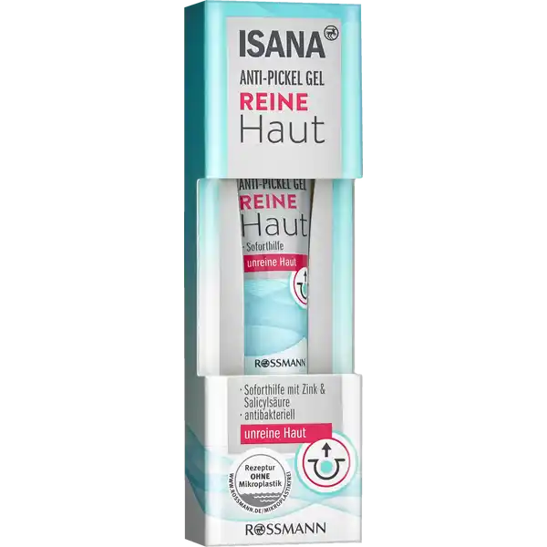 ISANA reine Haut Anti-Pickel Gel: Цвет: Produktbeschreibung und details fr unreine Haut klrt und pflegt beugt neuen Unreinheiten vor Soforthilfe mit Zink ampamp Salicylsure antibakteriell vegan diese Rezeptur ist zu   ohne Mikroplastik Kontaktdaten Dirk Rossmann GmbH Isernhgener Strae   Burgwedel wwwrossmannde UrsprungslandHerkunftsort Deutschland Testurteile Qualittssiegel ampamp Verbandszeichen Anwendung und Gebrauch Auf die betroffenen Stellen auftragen und einziehen lassen Mehrmals tglich anwenden Inhaltsstoffe Aqua Alcohol Denat Xanthan Gum Salicylic Acid CaprylylCapryl Glucoside Panthenol Zinc PCA Allantoin Sodium Hydroxide Parfum Limonene Linalool Pantolactone Citral Citric Acid
https://www.rossmann.de/de/pflege-und-duft-isana-reine-haut-anti-pickel-gel/p/4305615608624