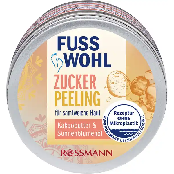 FUSSWOHL Zuckerpeeling: Цвет: Produktbeschreibung und details Gnnen Sie sich einen SpaMoment und erleben Sie das FUSSWOHL ZUCKERPEELING Die natrlichen Zucker und KokosschalenPeelingkrper befreien Ihre Haut sanft von abgestorbenen Hautschppchen Gleichzeitig pflegen Kakaobutter und Sonnenblumenl die Haut seidig weich Mit einem angenehmen Wohlfhlduft  fr ein besonderes Pflegeergebnis fr samtweiche Haut Kakaobutter ampamp Sonnenblumenl diese Rezeptur ist zu  ohne Mikroplastik vegan Kontaktdaten Dirk Rossmann GmbH Isernhgener Strae   Burgwedel wwwrossmannde UrsprungslandHerkunftsort Deutschland Testurteile Qualittssiegel ampamp Verbandszeichen Anwendung und Gebrauch Die Fe  mal pro Woche nach Bedarf sanft mit dem Fupeeling einmassieren Anschlieend mit warmen Wasser absplen Gebrauch Aufbewahrung und Verwendung Aufbewahrungs und Verwendungsbedingungen Rutschgefahr Nach der Anwendung Produktrckstnde vollstndig entfernen Produkt kann auslen Nicht fr Kinder geeignet Inhaltsstoffe Helianthus Annuus Seed Oil Sucrose Ethylhexyl Stearate Dicaprylyl Ether Hyddrogenated Rapeseed Oil Cocos Nucifera Shell Powder Theobroma Cacao Seed Butter Parfum Tocopherol Benzyl Salicylate Hexyl Cinamal Benzoic Acid
https://www.rossmann.de/de/pflege-und-duft-fusswohl-zuckerpeeling/p/4305615744254