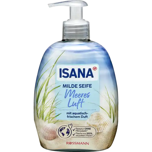 ISANA Milde Seife Meeresluft: Цвет: https://www.rossmann.de/de/pflege-und-duft-isana-milde-seife-meeresluft/p/4305615617480
Produktbeschreibung und details mit aquatischfrischem Duft und SoftpflegeKomplex dermatologisch besttigt und pHhautneutral diese Rezeptur ist zu   ohne Mikroplastik Kontaktdaten Dirk Rossmann GmbH Isernhgener Strae   Burgwedel wwwrossmannde Testurteile Qualittssiegel ampamp Verbandszeichen Inhaltsstoffe Aqua Sodium Laureth Sulfate Cocamidopropyl Betaine Sodium Chloride Cocoglucoside Glyceryl Oleate Parfum Tocopherol Hydrogenated Vegetable Glycerides Citrate Sodium Lactate Citric Acid Sodium Benzoate Potassium Sorbate Linalool CI