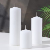 Набор свечей - цилиндров 3в1 (6х14 см, 6х19 см, 6х8,5 см), белый: 