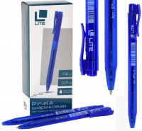 Ручка шариковая автоматическая LITE, 0,7 мм, синяя: Ручка шариковая автоматическая LITE, 0,7 мм, синяя
Автоматическая шариковая ручка в стильном полупрозрачном корпусе. Кнопочный механизм подачи стержня. Пишущий узел — 0,7 мм. Длина стержня — 105 мм.