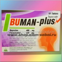 Таблетки Ibuman Plus обезболивающие противовоспалительные: Цвет: https://shop.siam-sabai.ru/index.php?route=product/product&path=41_152&product_id=1712
Модель: Ibuman Plus 10 tablets Наличие: Есть в наличии Вес брутто: 25.00 г

Таблетки Ibuman Plus обезболивающие противовоспалительные Ibuman Plus 10 tablets Тайский комбинированный препарат на основе ибупрофена и парацетамола для эффективного снятия болей мышечно-суставного характера, а также зубной и головной боли и купирования воспаления . Таблетки Ibuman Plus – это единая таблетка, два – в – одном, содержащая в себе парацетамол 325 мг с центральным обезболивающим действием и ибупрофен 400 мг с противовоспалительным действием. Комбинация ибупрофен + парацетамол в таблетках Ibuman Plus оказывает противовоспалительное, анальгезирующее и жаропонижающее действия. Таблетки Ibuman Plus будут эффективны при: Мигрени, головной боли При зубной боли При ушной боли При ревматических атаках При боли любого характера в мышцах и суставах При высокой температуре, гриппе, ОРЗ Для снятия боли при травмах и переломах Для снятия послеоперационных болей Способ применения тайских таблеток Ibuman Plus: По 1 таблетке 3 – 4 раза в день после еды Принимать до снятия боли и улучшения состояния Произведено в Таиланде, в упаковке 10 штук таблеток.  