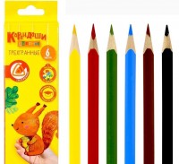 Набор цветных карандашей 6 цветов, трехгранные, дерево, 3+: Размер Д/Ш/В (см): 18*5*1; Вес (гр) ~: 36
Набор цветных карандашей 6 цветов, трехгранные, дерево, 3+
Трехгранные карандаши Каляка-Маляка® приучат ребенка правильно держать пишущие принадлежности. Корпус таких карандашей снижает усталость кисти руки и обеспечивает максимальный уровень комфорта во время рисования.
Цветные карандаши Каляка-Маляка®:
изготовлены из прочной и легкой древесины
имеют идеально отцентрованный мягкий и прочный грифель
не крошатся во время заточки, не ломаются
хорошо ложатся на бумагу, оставляя яркий, устойчивый к выцветанию след
покрыты лаком, предотвращающим от рассыхания корпуса
Размер Д/Ш/В (см)	18*5*1
Вес (гр) ~
36