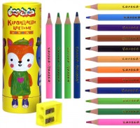 Набор цветных карандашей 12 цветов в тубусе с точилкой, утолщенный грифель,: Размер Д/Ш/В (см): 5*5*15; Вес (гр) ~: 134
Набор цветных карандашей 12 цветов в тубусе с точилкой, утолщенный грифель,
Карандаши Каляка-Маляка® — это карандаши, разработанные специально для детей – имеют размер карандаша 2/3 стандартного и трёхгранный и утолщенный корпус карандаша, для формирования правильного захвата. На упаковке нанесена игра, задача которой подобрать ушки и лапки для персонажей, прокручивая части тубуса в разные стороны.
Классическое непревзойденное качество корпуса, грифеля и ультрамягкое письмо позволят влюбиться в эти карандаши с первого штриха. Цветные карандаши Каляка-Маляка® легко затачиваются без «заусенец», изготовлены из высококачественного пластика, имеют идеально отцентрованный мягкий прочный грифель, хорошо ложатся на бумагу, оставляя яркий, устойчивый к выцветанию след, покрыты лаком, предотвращающим рассыхание корпуса.
Размер Д/Ш/В (см)	5*5*15
Вес (гр) ~
134