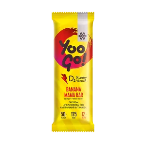 Батончик Banana Mama (вишня-банан): Цвет: http://ru.siberianhealth.com/ru/shop/catalog/product/500568/
Больше солнца &ndash; больше счастья! Новый протеиновый батончик с биодоступным витамином D2 Lalmin&reg; Vita D поможет тебе забыть про голод, зарядит правильной энергией и поднимет настроение ярким сочетанием банана и вишни. Встречай самый солнечный батончик BANANA MAMA! Три причины попробовать солнечный батончик Yoo Go: Полезно Натуральный биодоступный витамин D2 Lalmin&reg; Vita D, полученный с помощью дрожжевой ферментации культуры Saccharomyces cerevisiae, идеально подойдет как взрослым, так и детям. Поможет максимально быстро усваивать кальций, укрепит иммунитет и обеспечит правильное формирование растущего организма. Узнай больше о солнечном витамине! Вкусно Настоящие ягоды вишни, натуральный апельсиновый сок и банановый аромат гарантируют невероятное удовольствие и отличное настроение на весь день. Яркий фруктовый микс создан, чтобы сделать тебя счастливым! Удобно Возьми Banana Mama для себя и своих близких на прогулку или в дорогу. Батончики не займут много места в сумке, но помогут надолго забыть о голоде и будут кстати в любой ситуации! Каждый батончик &ndash; это: &ndash; 12 г белка, включая 3 г ВСАА &ndash; 11,2 г пищевых волокон &ndash; 10,7 г чистых (простых) углеводов, в том числе 4,5 г сахара &ndash; 1,5 мкг органического витамина D2 (30%*) * От рекомендуемой суточной потребности.