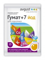 Гумат+7 йод 25г пакет (1упак/200шт) (А): Цвет: http://sibsortsemena.ru/catalog/07_udobreniya/vodorastvorimye_udobreniya/gumat_7_yod_25g_paket_1upak_200sht_a/
Преимущества: Увеличивает всхожесть и энергию прорастания семян. Улучшает структуру и повышает плодородие почвы. Обеспечивает получение высоких урожаев. Увеличивает накопление плодами питательных веществ и витаминов. Экономично: 10 г препарата на 100 литров воды.