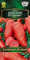 Томат Дамский угодник 20шт: Популярный крупноплодный сорт. Среднеспелый, от всходов до начала созревания 110-115 дней. Растения индетерминантные, высотой 1,6-1,8 м. Плоды оригинальной формы, плотные, мясистые, малосемянные. Масса первых плодов до 200 г, к концу вегетации – около 150 г. Вкус сладкий, насыщенный, аромат густой, интенсивный. Плоды после съема хранятся до четырех недель. Сорт стабильно завязывает плоды в любую погоду. Урожайность под пленочными укрытиями 10-12 кг/м2.