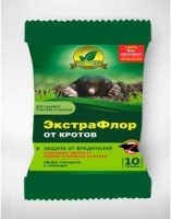 ЭкстраФлор от Кротов 10гр. (1/200шт) Евро: Цвет: http://sibsortsemena.ru/catalog/11_sredstva_bytovoy_khimii/sredstva_ot_gryzunov/ekstraflor_ot_krotov_10gr_1_200sht_evro/
Для отпугивания кротов от садово-огородного участка. Кроты не переносят запаха лаванды и гвоздики, перестают искать пищу на обработанном участке и покидают ее.