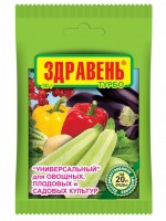 Здравень Универсал Турбо 30гр. (1/150): Цвет: http://sibsortsemena.ru/catalog/07_udobreniya/vodorastvorimye_udobreniya/zdraven_universal_turbo_30gr_1_150/
Ускоряет развитие растений; повышает устойчивость к болезням; улучшает вкус и качество продукции; усиливает окраску цветов; повышает общий и ранний урожай.