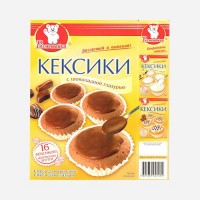 Кексики c шоколадной глазурью  300гр: Кексики из шоколадного теста, мягкие и нежные. Начинку можно варьировать по своему вкусу, добавляя любимые ингредиенты. Сверху заливаются шоколадной глазурью. *** В комплект входят 16 формочек и пакетик с глазурью.
