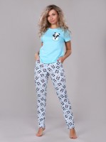 П848 Пижама женская с брюками "Панда": Цвет: http://modniydom37.ru/p848-pijama-jenskaya-s-bryukami-quot-panda-quot-2435
кулирка 44-54,Состав:-100 % хлопок